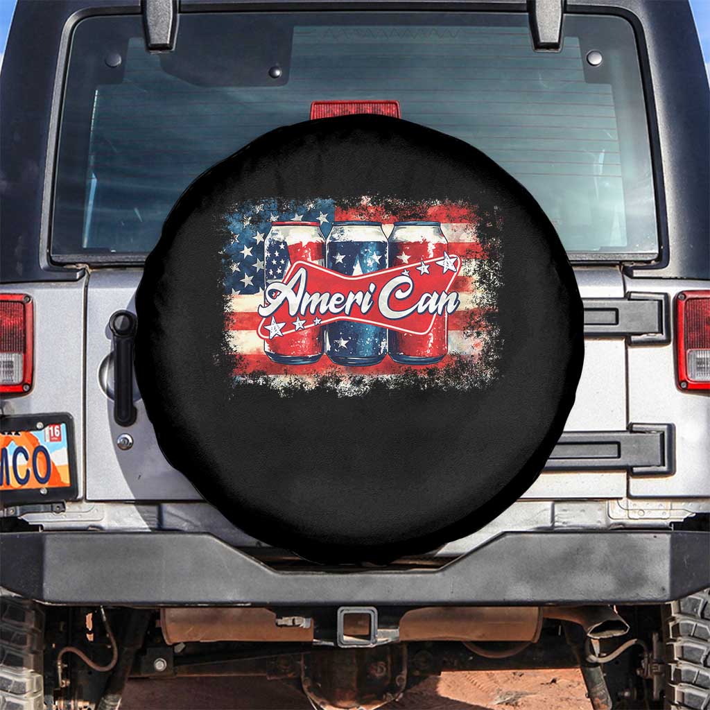 Funny AmeriCan Beer 4th of July Drinking Spare Tire Cover American Flag USA Beer Can - Wonder Print Shop