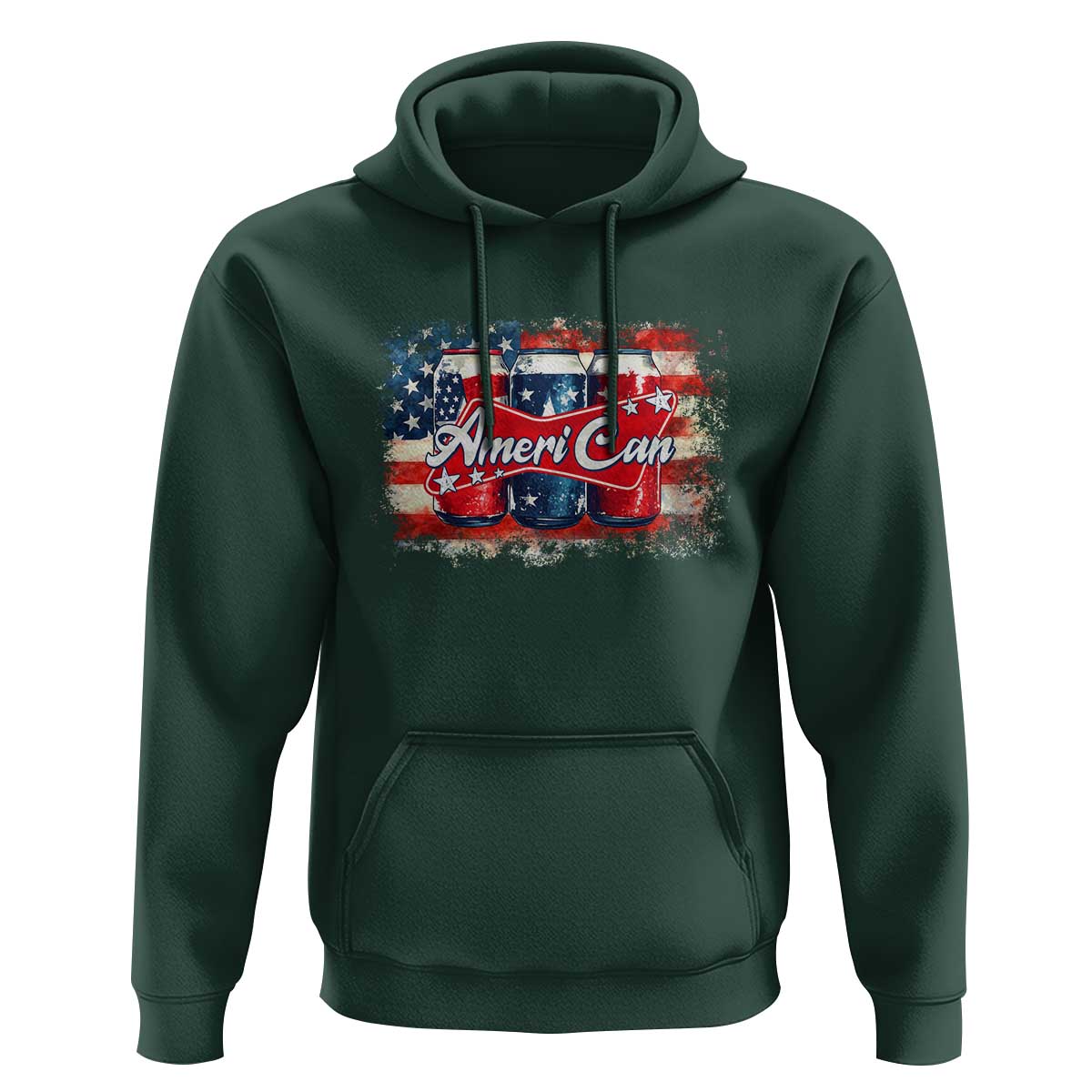 Funny AmeriCan Beer 4th of July Drinking Hoodie American Flag USA Beer Can - Wonder Print Shop