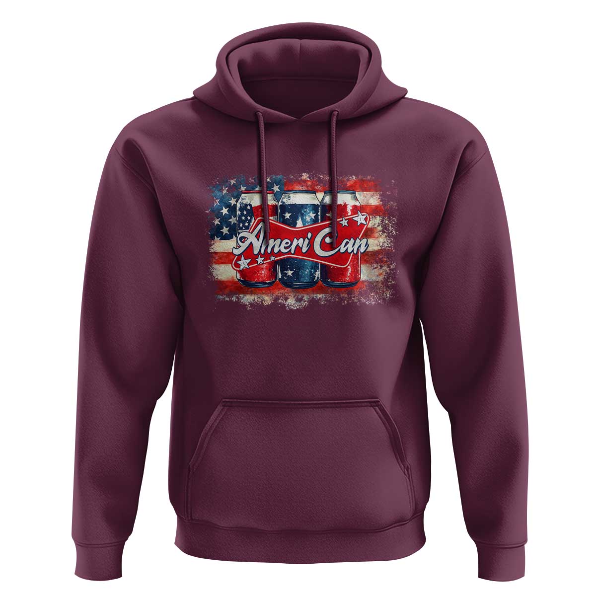Funny AmeriCan Beer 4th of July Drinking Hoodie American Flag USA Beer Can - Wonder Print Shop