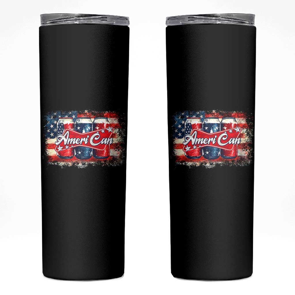 Funny AmeriCan Beer 4th of July Drinking Skinny Tumbler American Flag USA Beer Can - Wonder Print Shop