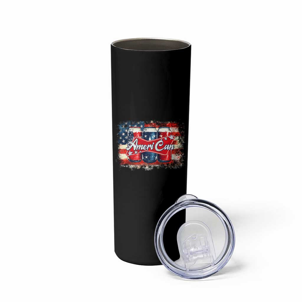 Funny AmeriCan Beer 4th of July Drinking Skinny Tumbler American Flag USA Beer Can - Wonder Print Shop