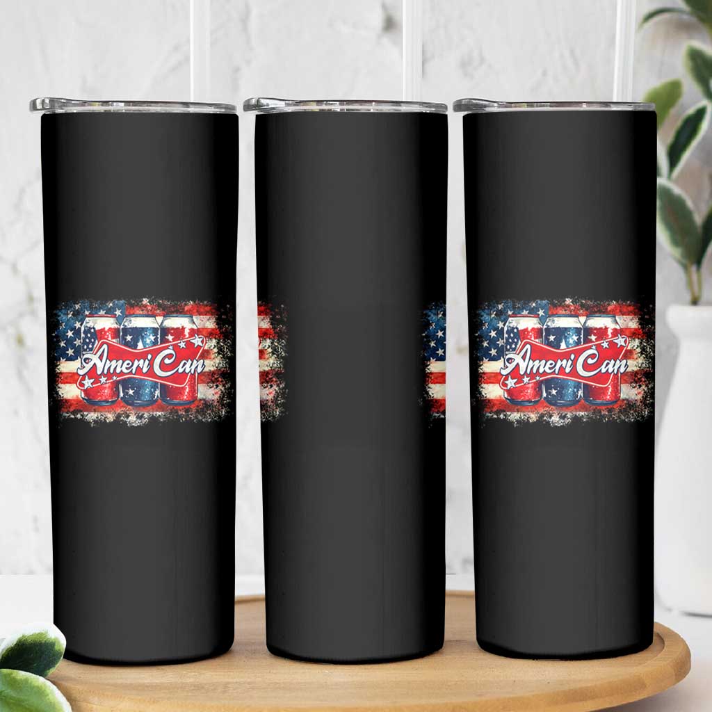 Funny AmeriCan Beer 4th of July Drinking Skinny Tumbler American Flag USA Beer Can - Wonder Print Shop