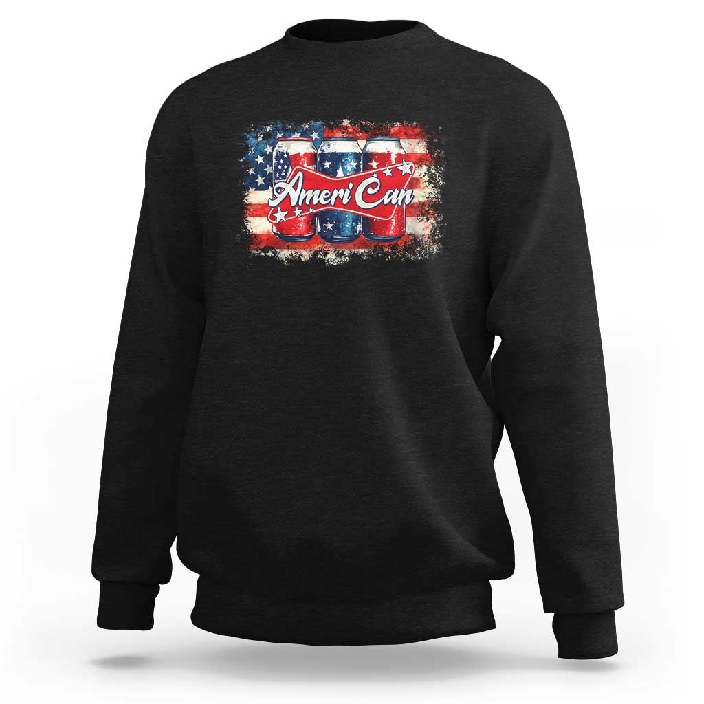 Funny AmeriCan Beer 4th of July Drinking Sweatshirt American Flag USA Beer Can - Wonder Print Shop