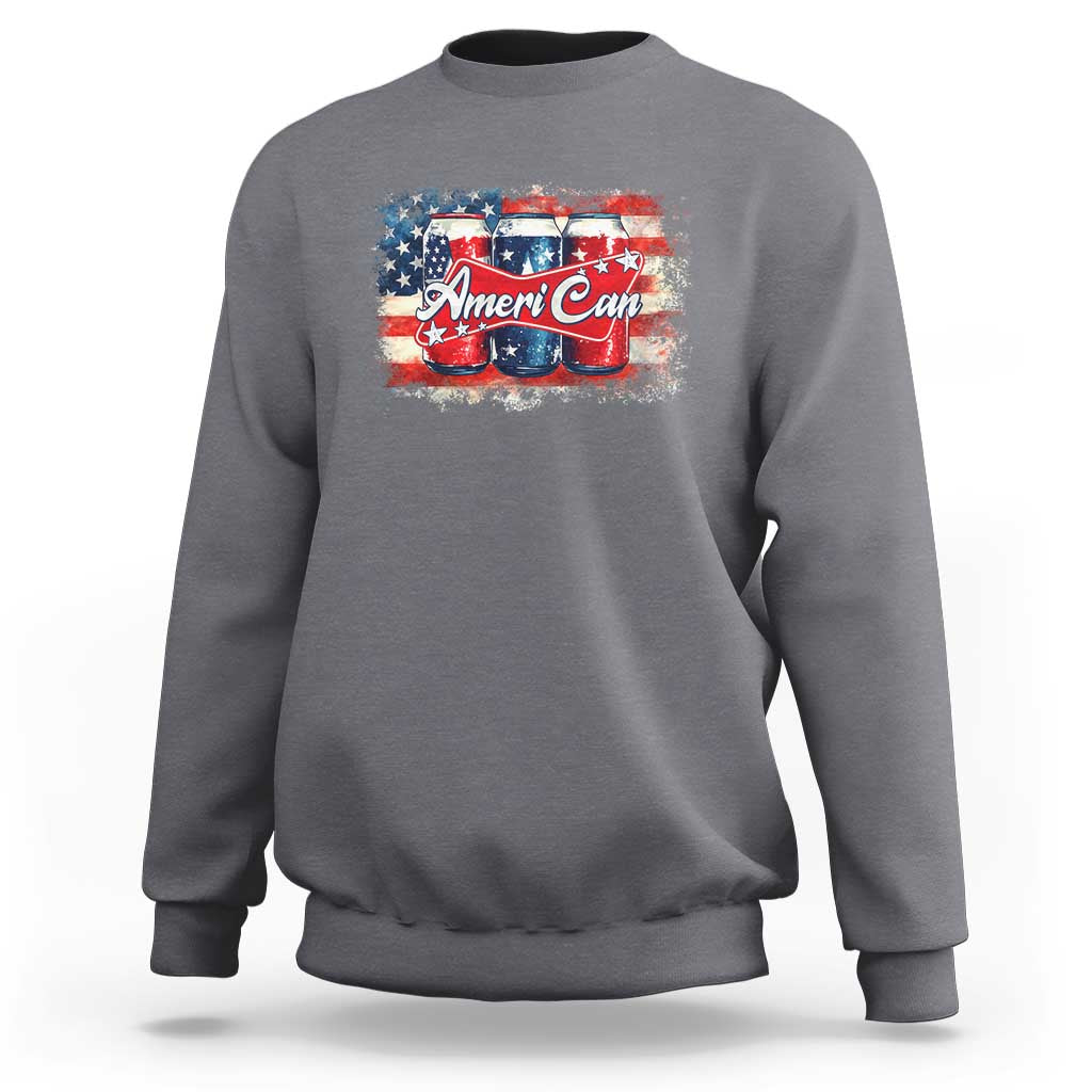 Funny AmeriCan Beer 4th of July Drinking Sweatshirt American Flag USA Beer Can - Wonder Print Shop