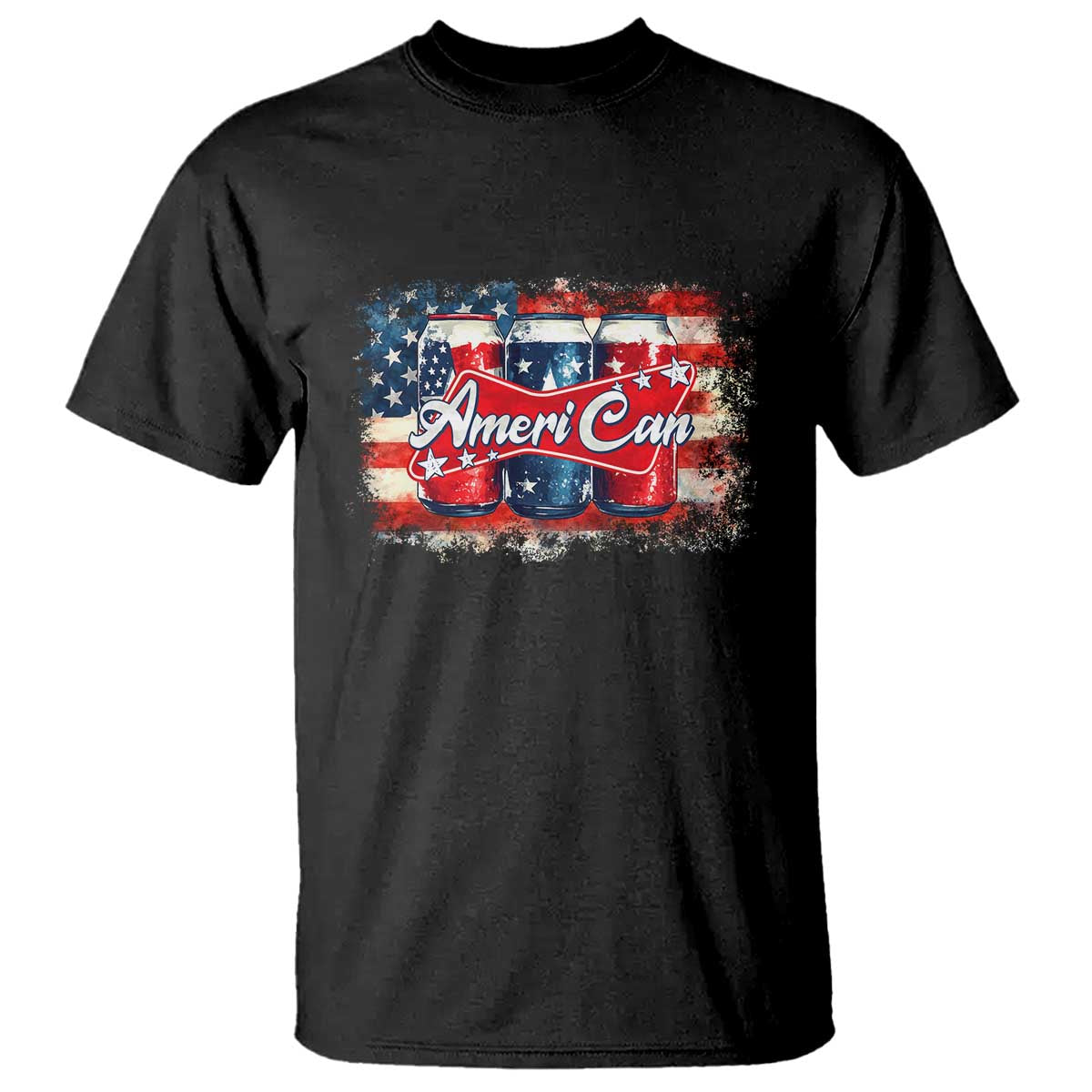 Funny AmeriCan Beer 4th of July Drinking T Shirt American Flag USA Beer Can - Wonder Print Shop