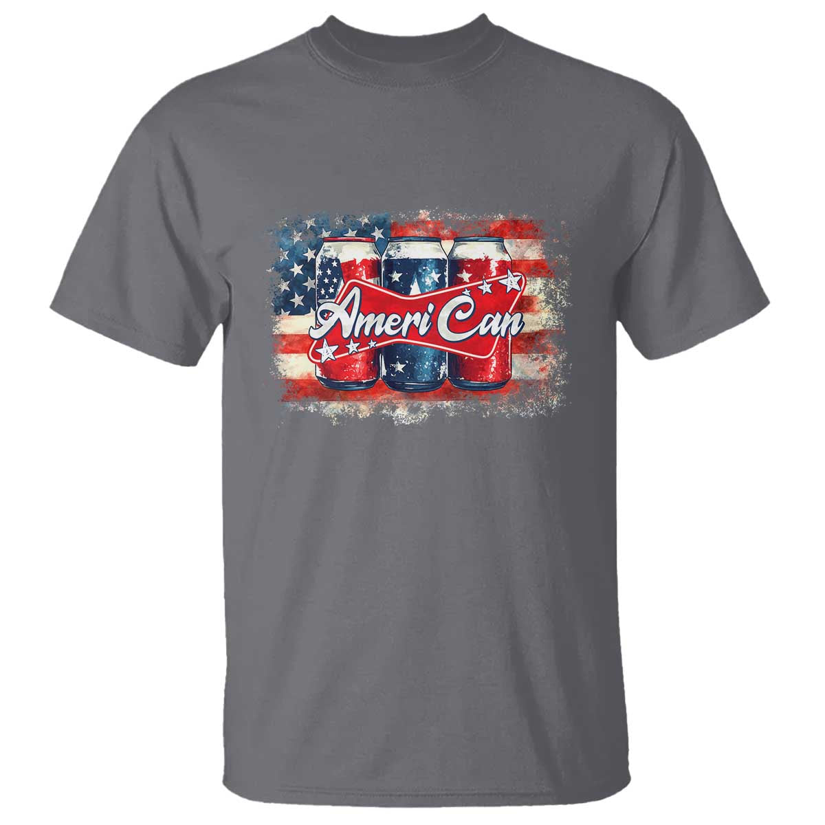 Funny AmeriCan Beer 4th of July Drinking T Shirt American Flag USA Beer Can - Wonder Print Shop