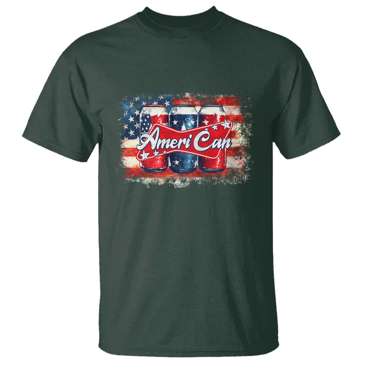 Funny AmeriCan Beer 4th of July Drinking T Shirt American Flag USA Beer Can - Wonder Print Shop