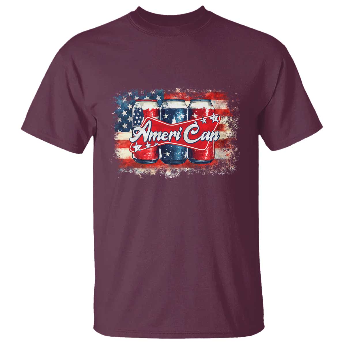 Funny AmeriCan Beer 4th of July Drinking T Shirt American Flag USA Beer Can - Wonder Print Shop