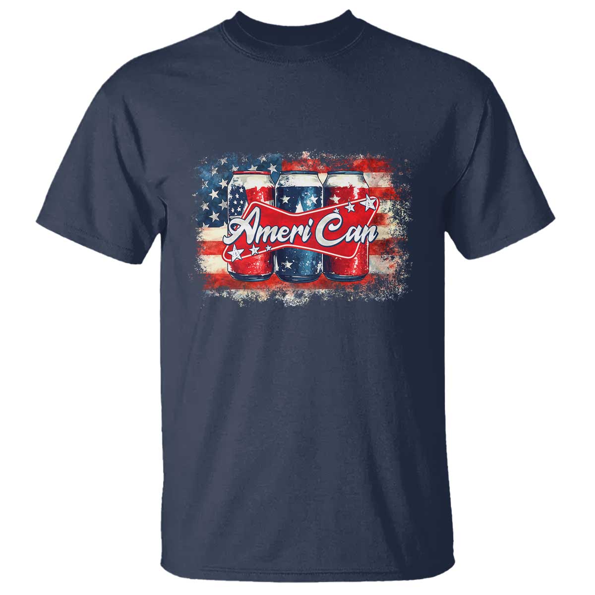 Funny AmeriCan Beer 4th of July Drinking T Shirt American Flag USA Beer Can - Wonder Print Shop