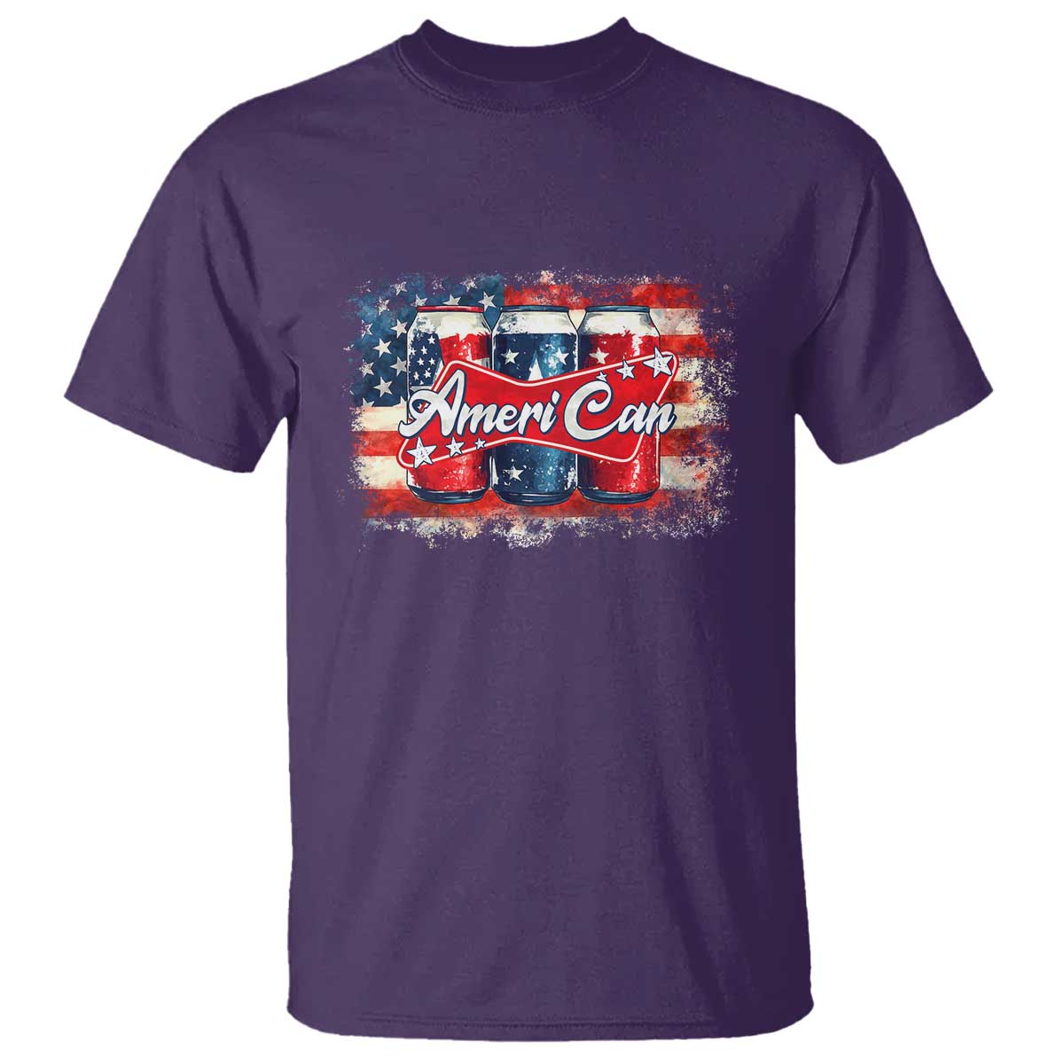Funny AmeriCan Beer 4th of July Drinking T Shirt American Flag USA Beer Can - Wonder Print Shop