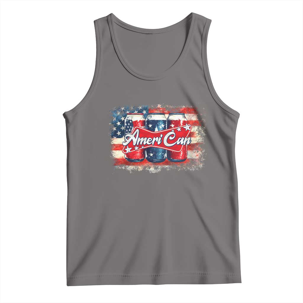 Funny AmeriCan Beer 4th of July Drinking Tank Top American Flag USA Beer Can - Wonder Print Shop