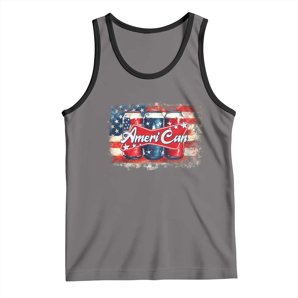 Funny AmeriCan Beer 4th of July Drinking Tank Top American Flag USA Beer Can - Wonder Print Shop