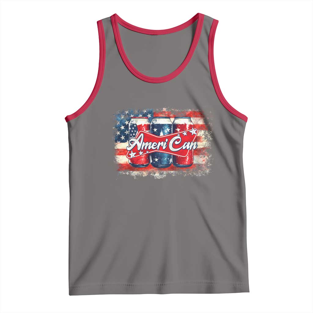 Funny AmeriCan Beer 4th of July Drinking Tank Top American Flag USA Beer Can - Wonder Print Shop