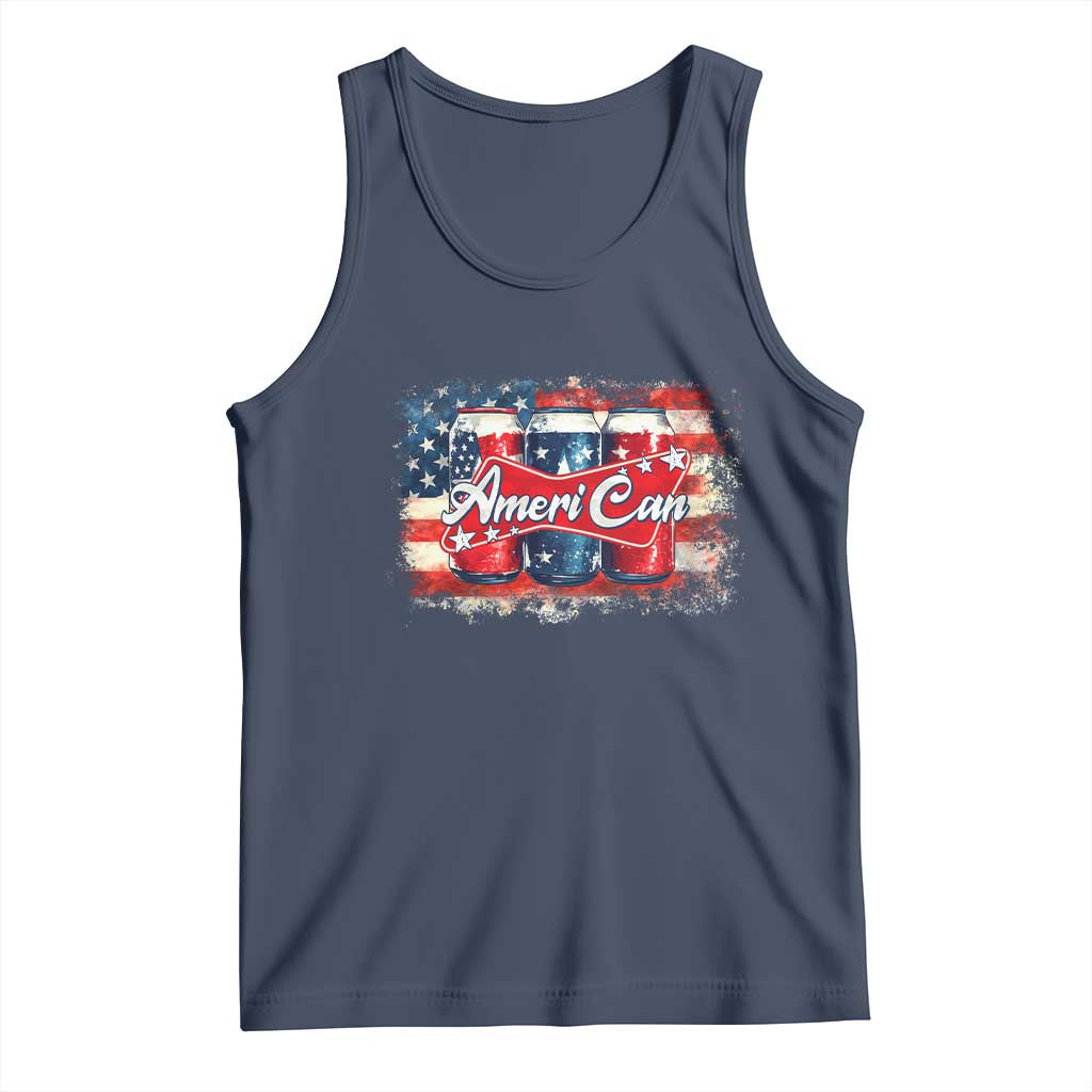 Funny AmeriCan Beer 4th of July Drinking Tank Top American Flag USA Beer Can - Wonder Print Shop