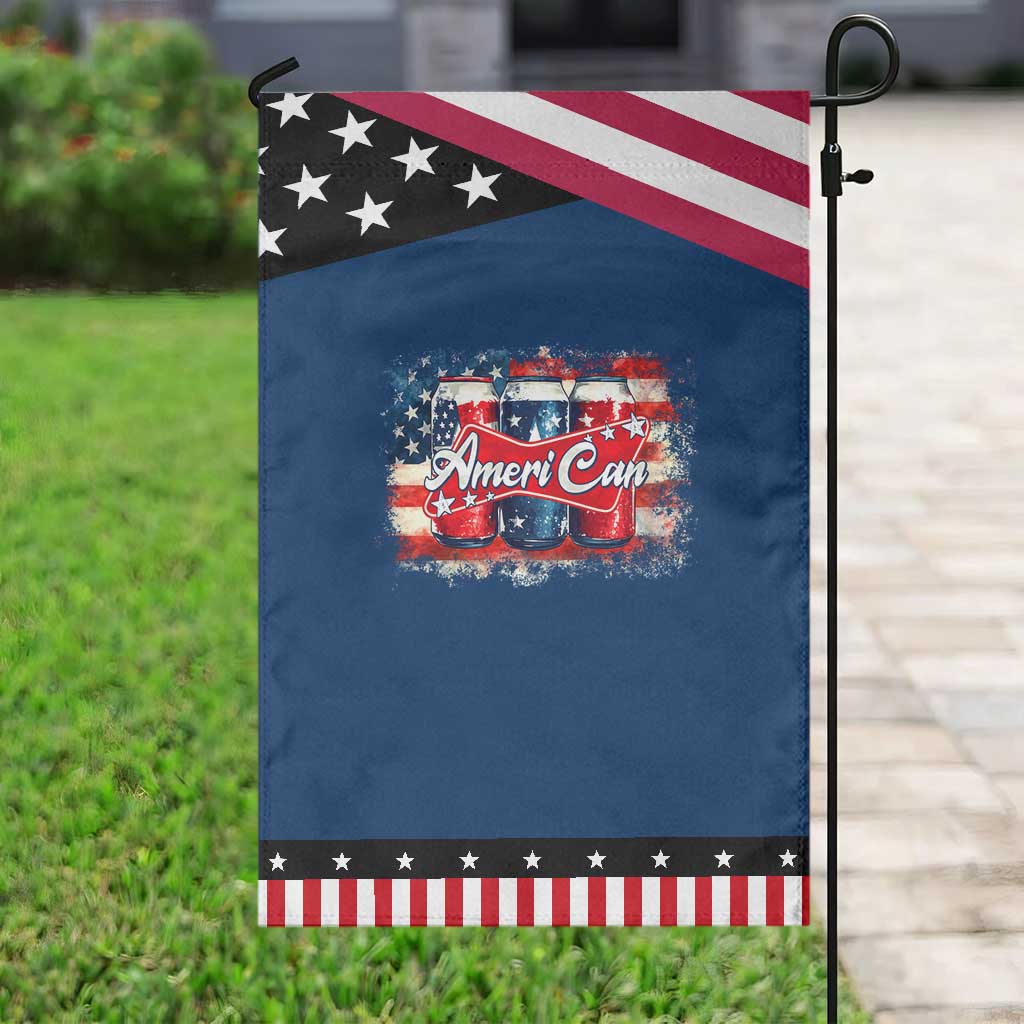 Funny AmeriCan Beer 4th of July Drinking Garden Flag American Flag USA Beer Can