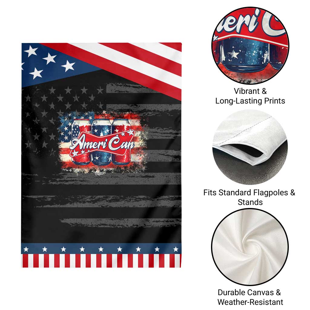 Funny AmeriCan Beer 4th of July Drinking Garden Flag American Flag USA Beer Can