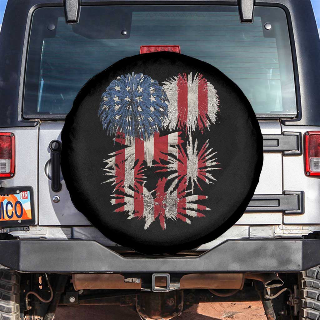 Funny American Fireworks Patriotic July 4th US Flag Spare Tire Cover - Wonder Print Shop