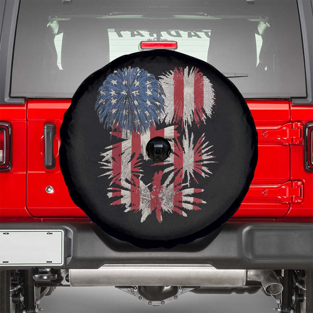 Funny American Fireworks Patriotic July 4th US Flag Spare Tire Cover - Wonder Print Shop