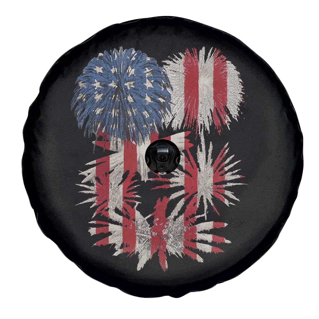 Funny American Fireworks Patriotic July 4th US Flag Spare Tire Cover - Wonder Print Shop
