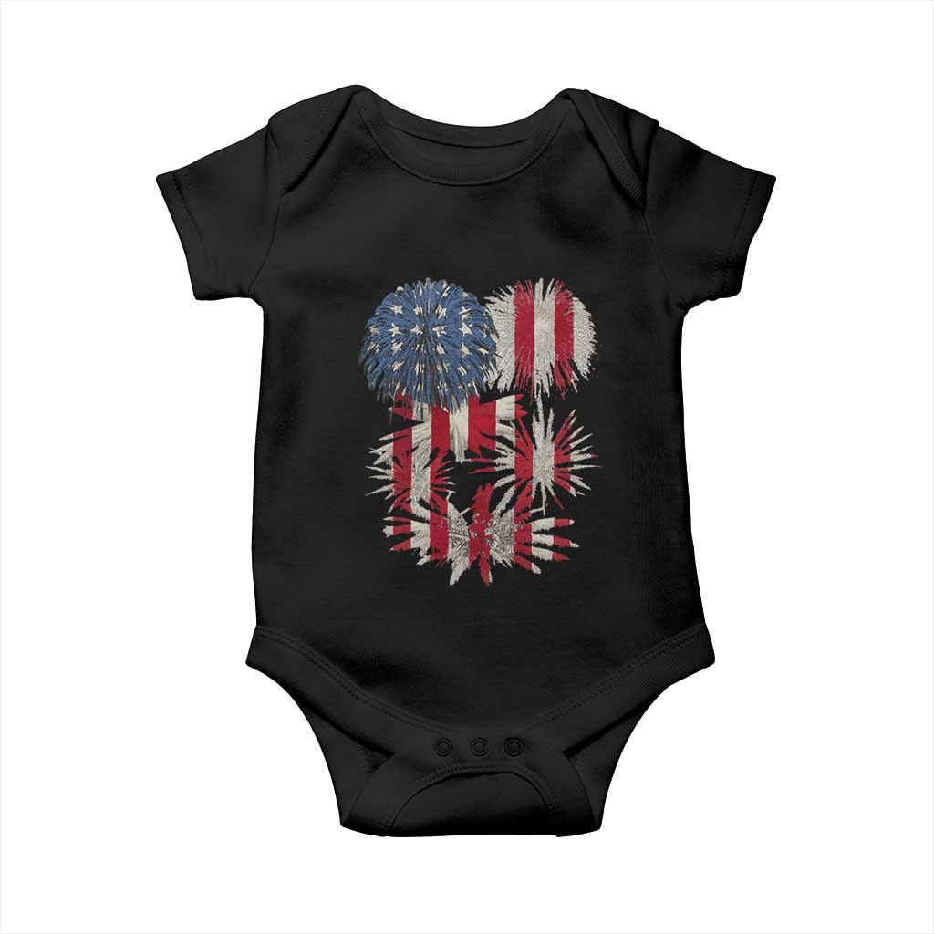 Funny American Fireworks Patriotic July 4th US Flag Baby Onesie - Wonder Print Shop