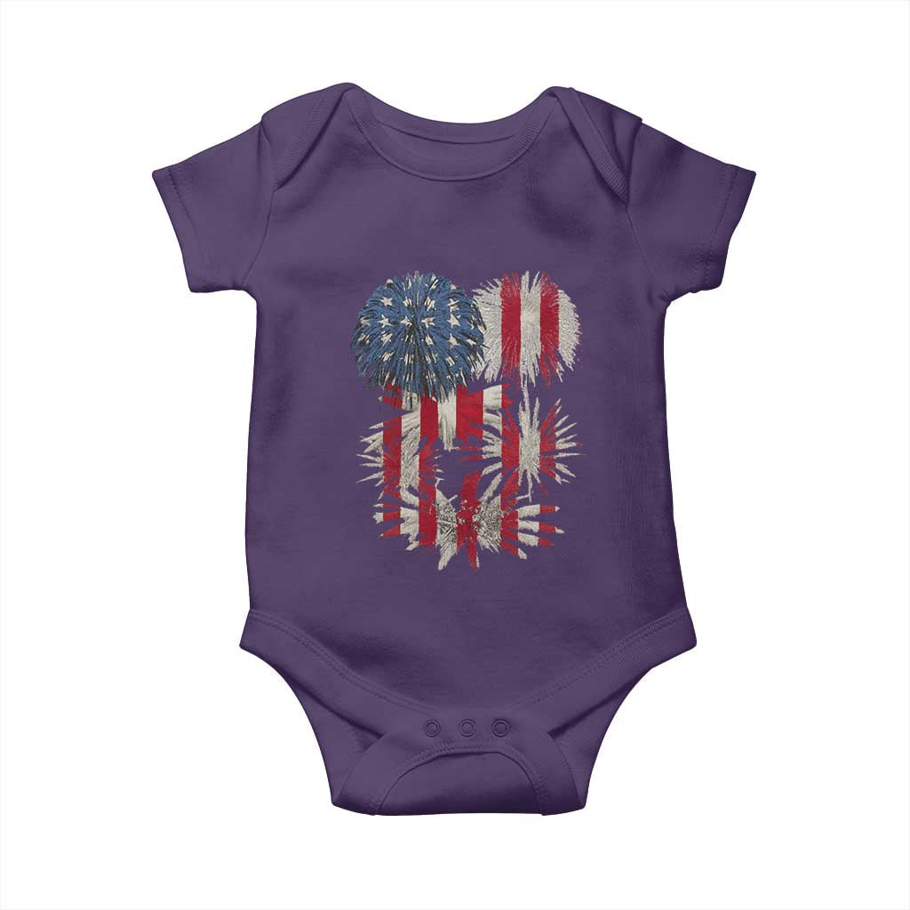 Funny American Fireworks Patriotic July 4th US Flag Baby Onesie - Wonder Print Shop
