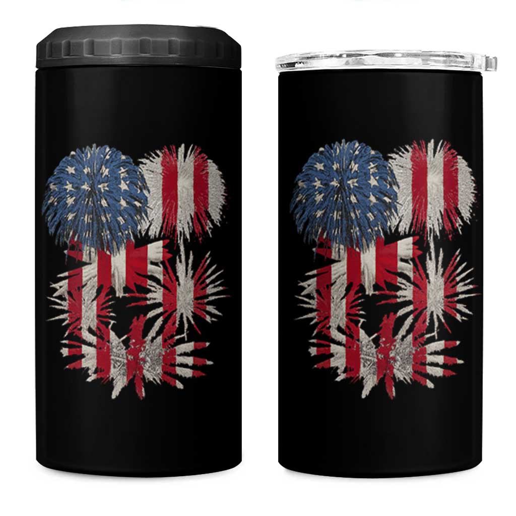 Funny American Fireworks Patriotic July 4th US Flag 4 in 1 Can Cooler Tumbler - Wonder Print Shop