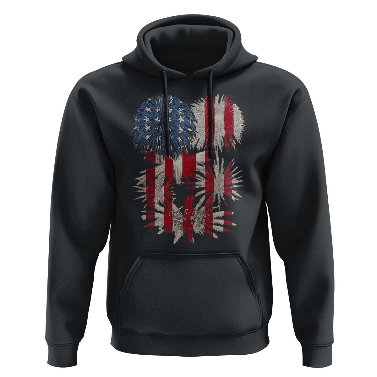 Funny American Fireworks Patriotic July 4th US Flag Hoodie - Wonder Print Shop