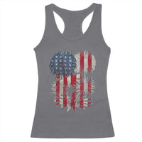 Funny American Fireworks Patriotic July 4th US Flag Racerback Tank Top - Wonder Print Shop