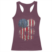 Funny American Fireworks Patriotic July 4th US Flag Racerback Tank Top - Wonder Print Shop