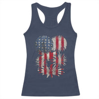 Funny American Fireworks Patriotic July 4th US Flag Racerback Tank Top - Wonder Print Shop