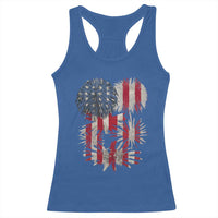 Funny American Fireworks Patriotic July 4th US Flag Racerback Tank Top - Wonder Print Shop