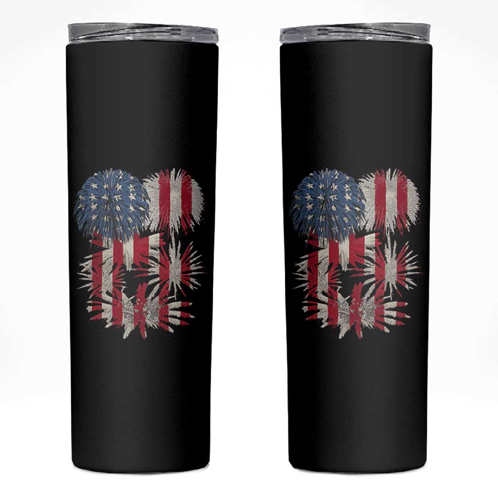 Funny American Fireworks Patriotic July 4th US Flag Skinny Tumbler - Wonder Print Shop