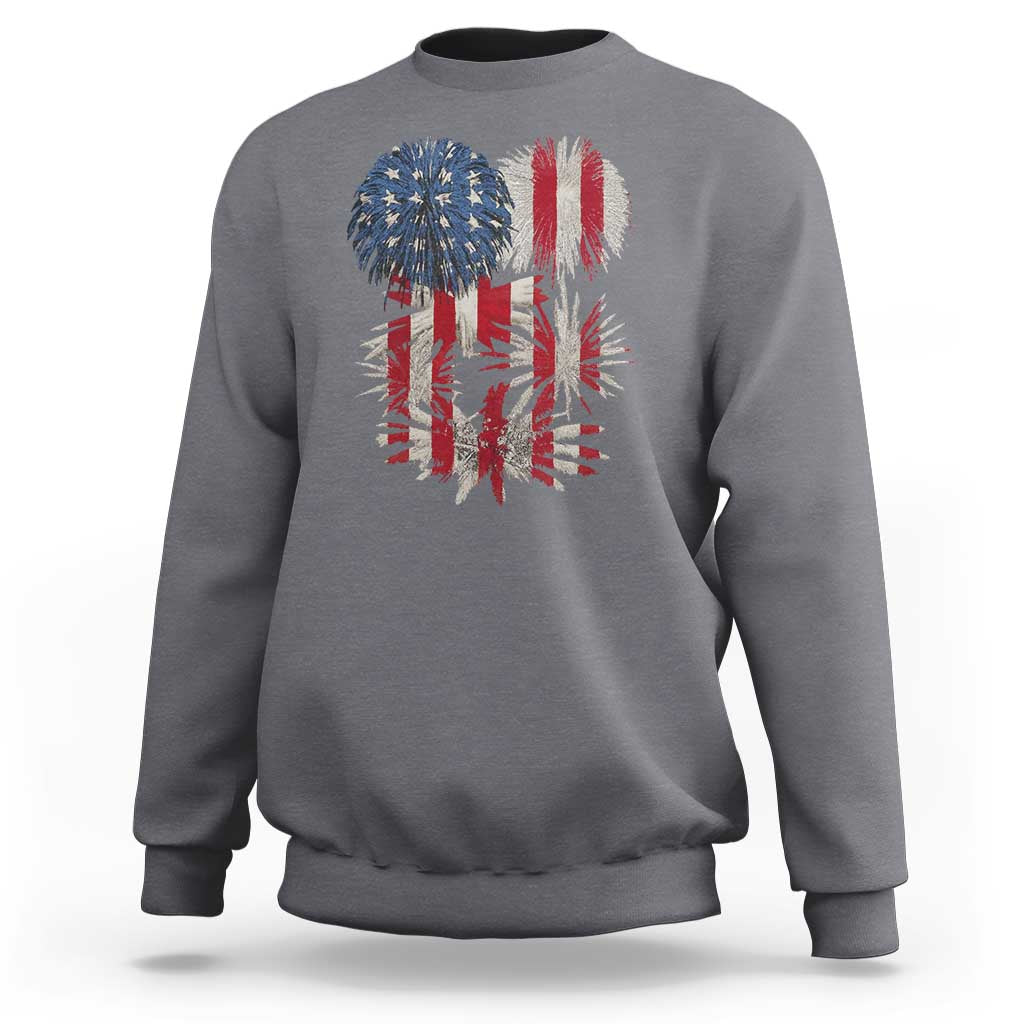 Funny American Fireworks Patriotic July 4th US Flag Sweatshirt - Wonder Print Shop