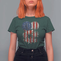 Funny American Fireworks Patriotic July 4th US Flag T Shirt For Women - Wonder Print Shop
