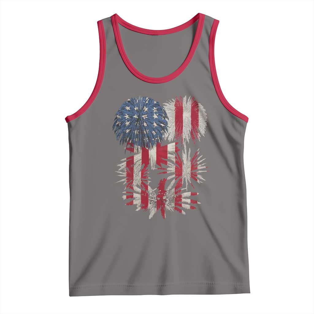 Funny American Fireworks Patriotic July 4th US Flag Tank Top - Wonder Print Shop