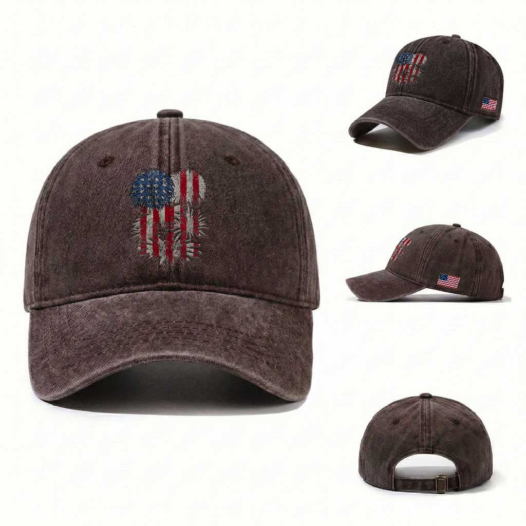 Funny American Fireworks Patriotic July 4th US Flag Washed Cotton Baseball Cap