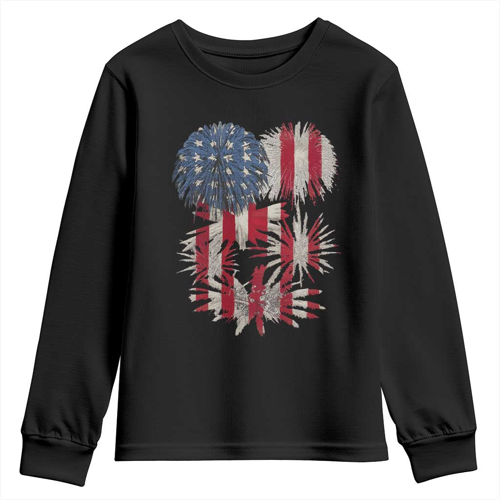 Funny American Fireworks Patriotic July 4th US Flag Youth Sweatshirt - Wonder Print Shop