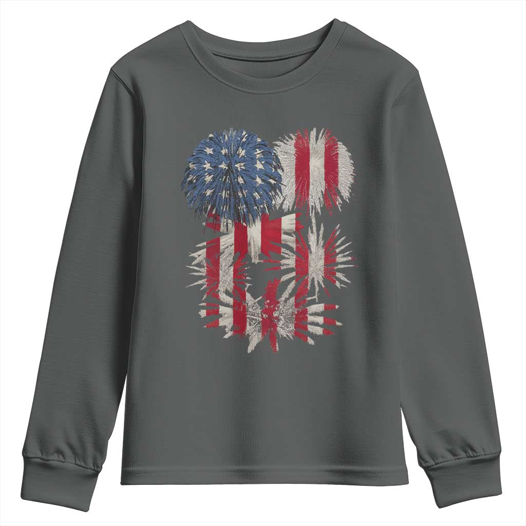 Funny American Fireworks Patriotic July 4th US Flag Youth Sweatshirt - Wonder Print Shop