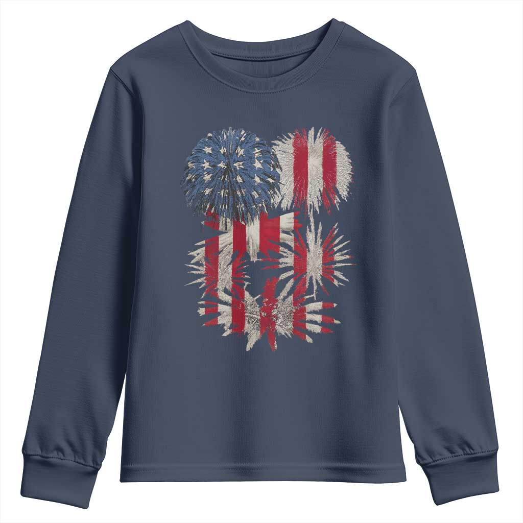Funny American Fireworks Patriotic July 4th US Flag Youth Sweatshirt - Wonder Print Shop