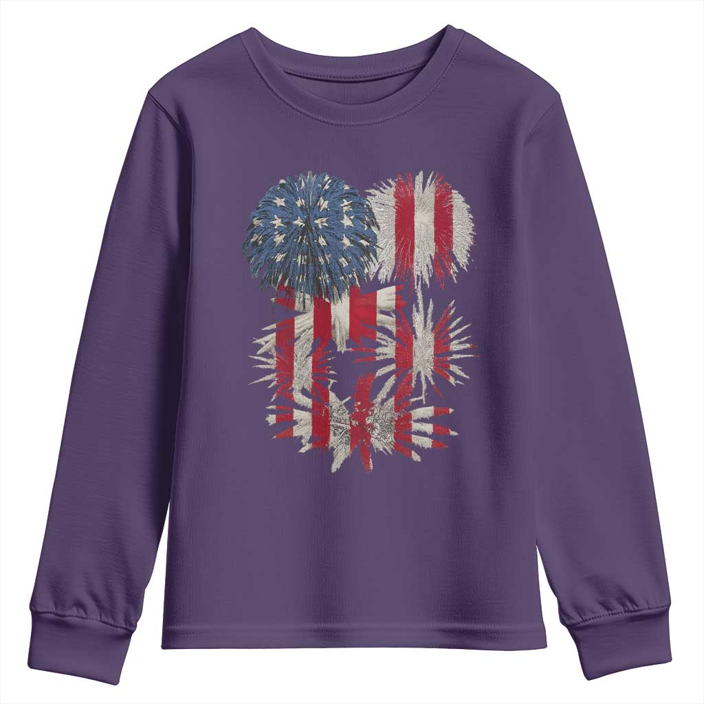 Funny American Fireworks Patriotic July 4th US Flag Youth Sweatshirt - Wonder Print Shop