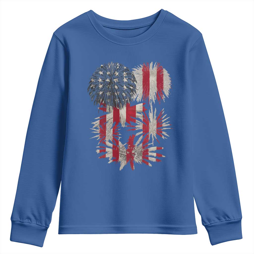 Funny American Fireworks Patriotic July 4th US Flag Youth Sweatshirt - Wonder Print Shop