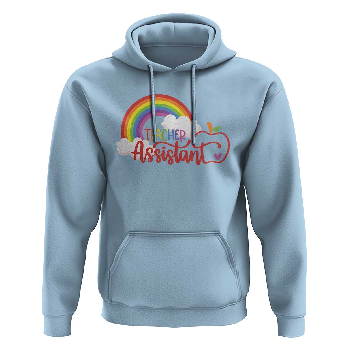 Teacher Assistant Hoodie Back To School Rainbow Apple Cloud - Wonder Print Shop