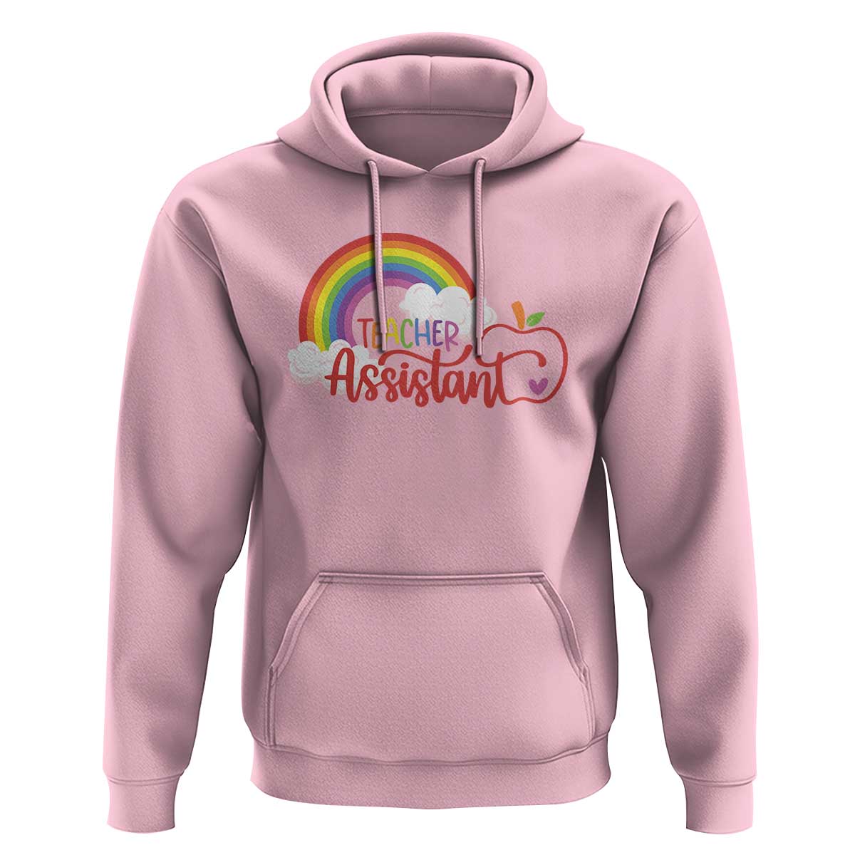 Teacher Assistant Hoodie Back To School Rainbow Apple Cloud - Wonder Print Shop