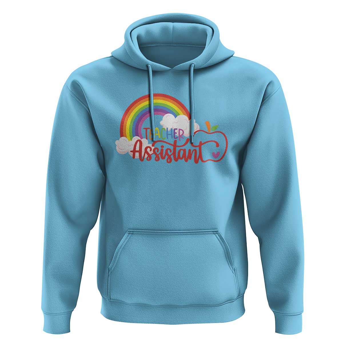Teacher Assistant Hoodie Back To School Rainbow Apple Cloud - Wonder Print Shop