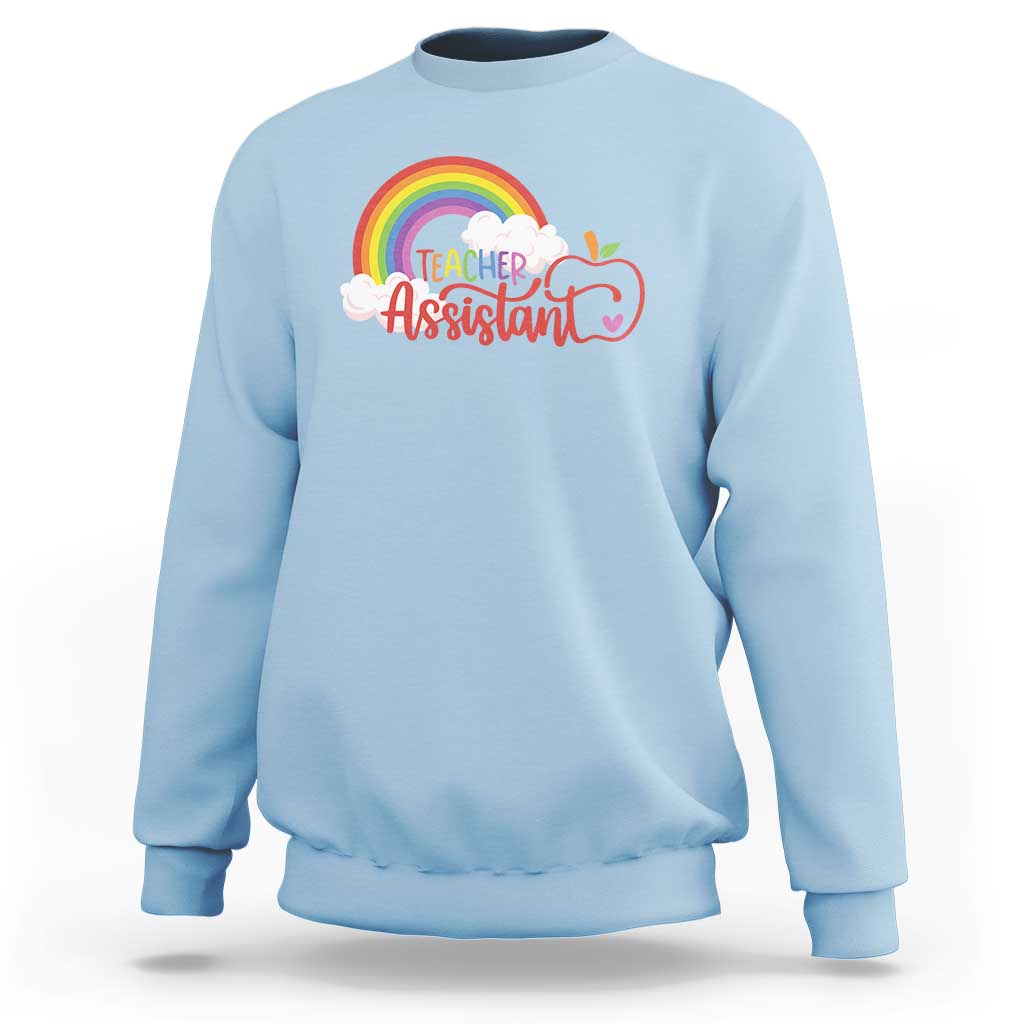 Teacher Assistant Sweatshirt Back To School Rainbow Apple Cloud - Wonder Print Shop
