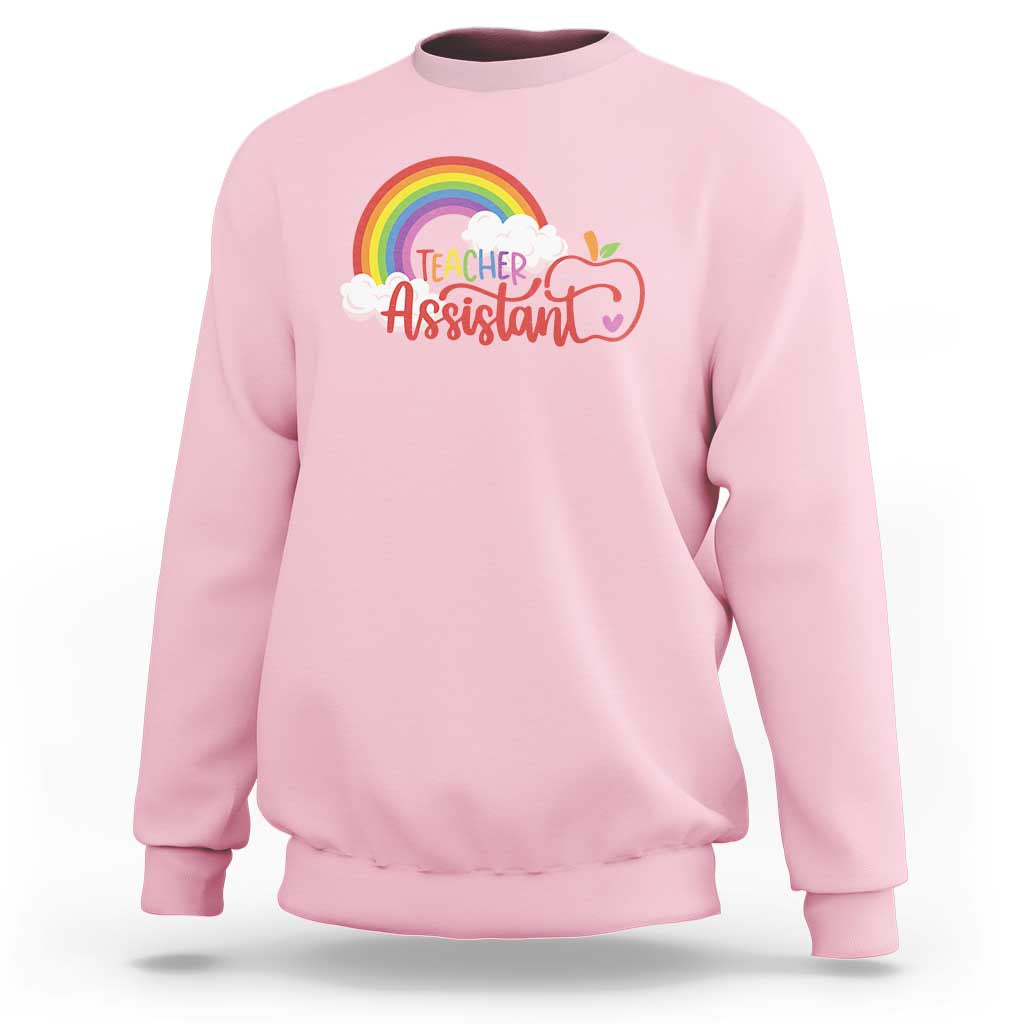 Teacher Assistant Sweatshirt Back To School Rainbow Apple Cloud - Wonder Print Shop