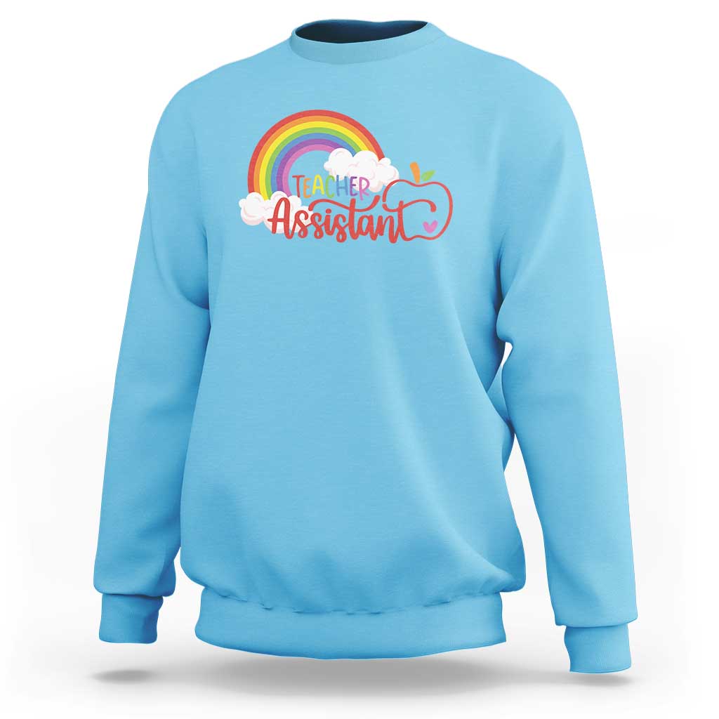 Teacher Assistant Sweatshirt Back To School Rainbow Apple Cloud - Wonder Print Shop