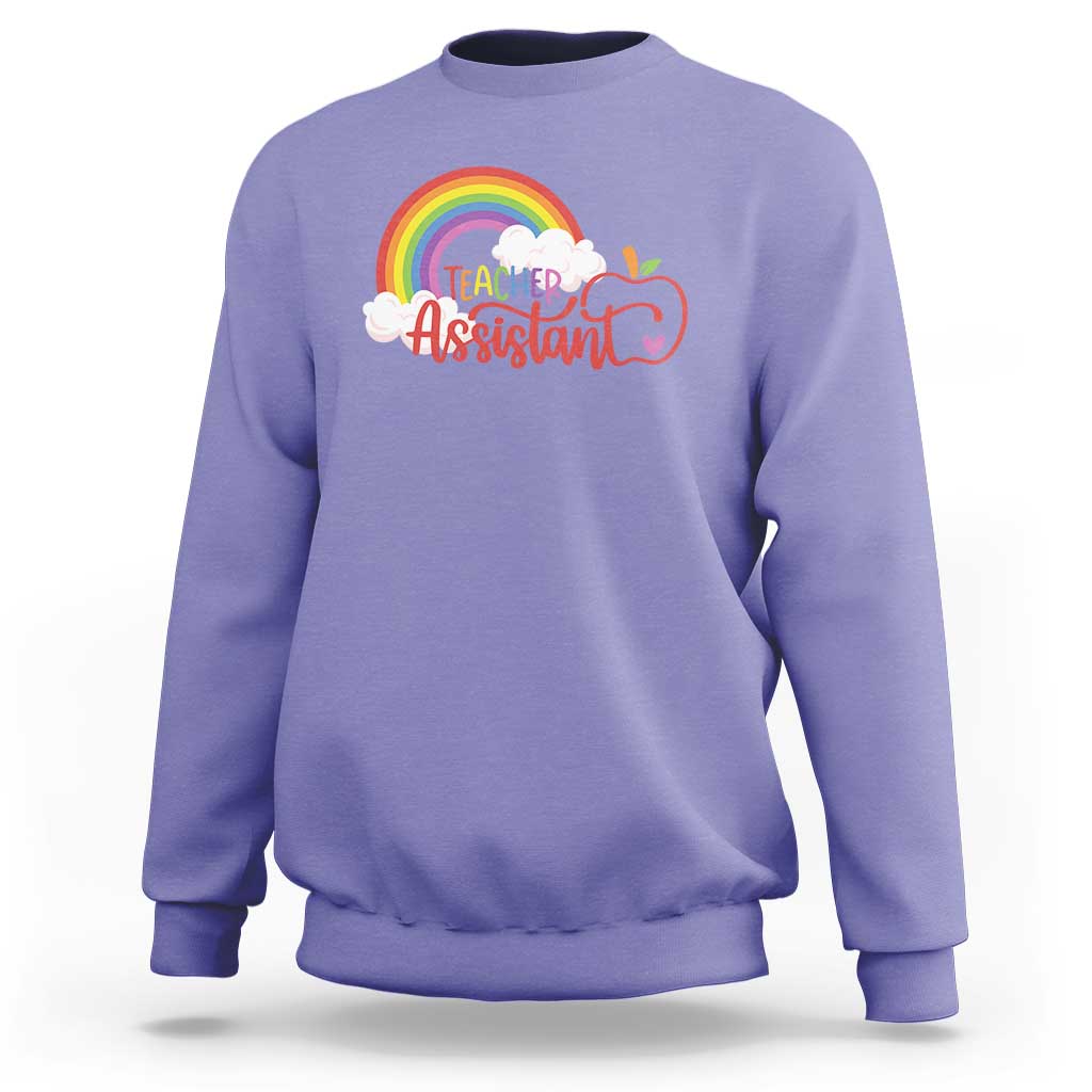 Teacher Assistant Sweatshirt Back To School Rainbow Apple Cloud - Wonder Print Shop