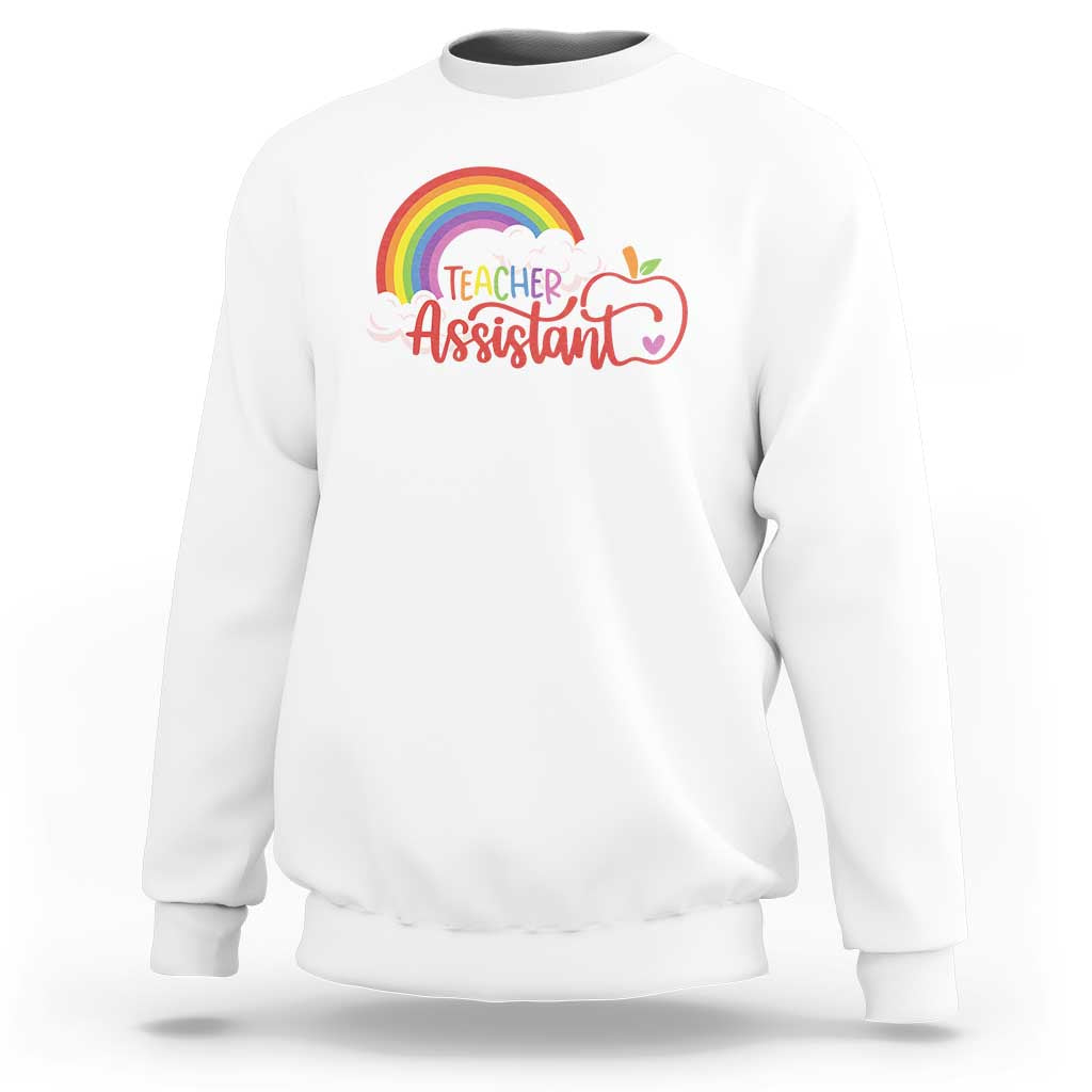 Teacher Assistant Sweatshirt Back To School Rainbow Apple Cloud - Wonder Print Shop