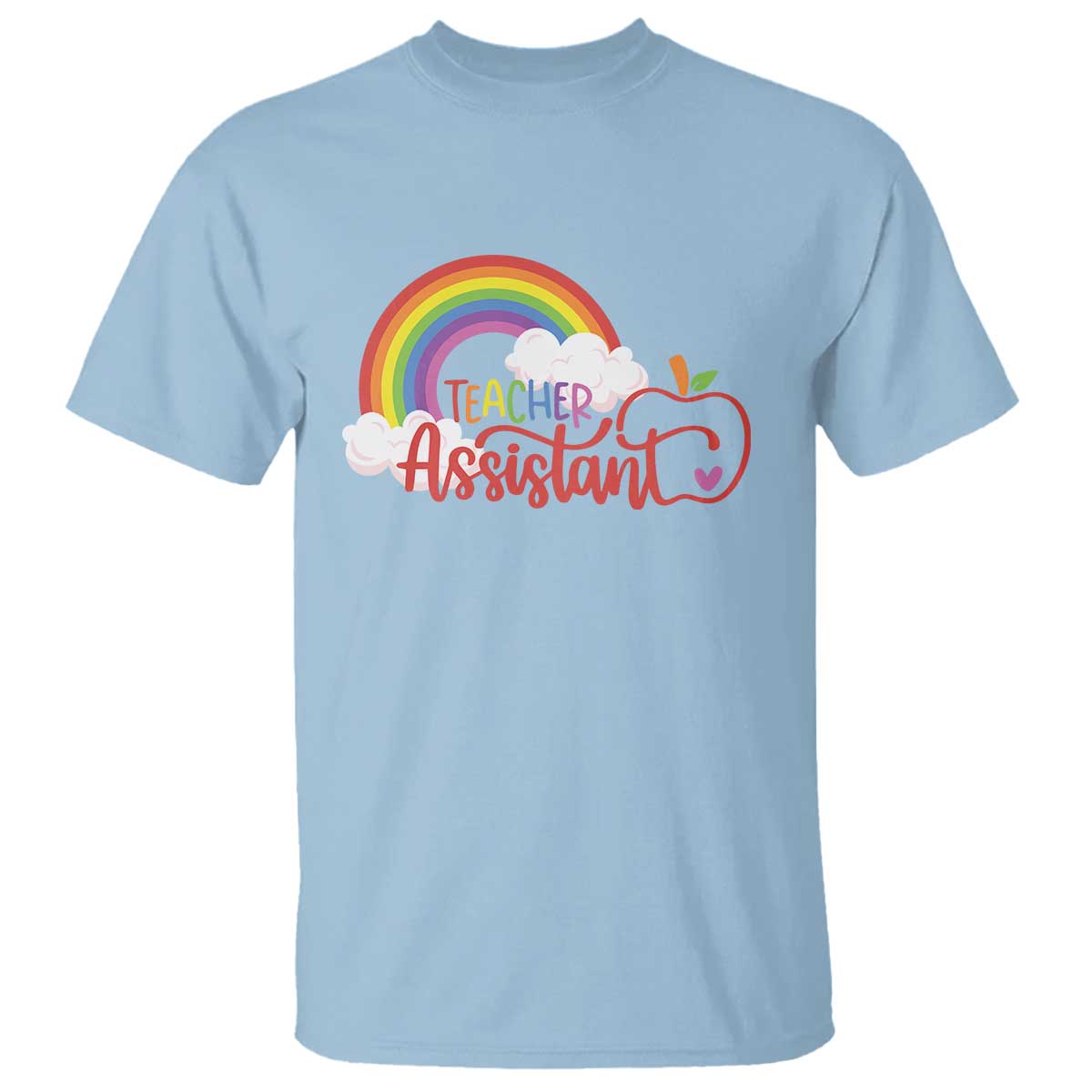 Teacher Assistant T Shirt Back To School Rainbow Apple Cloud - Wonder Print Shop